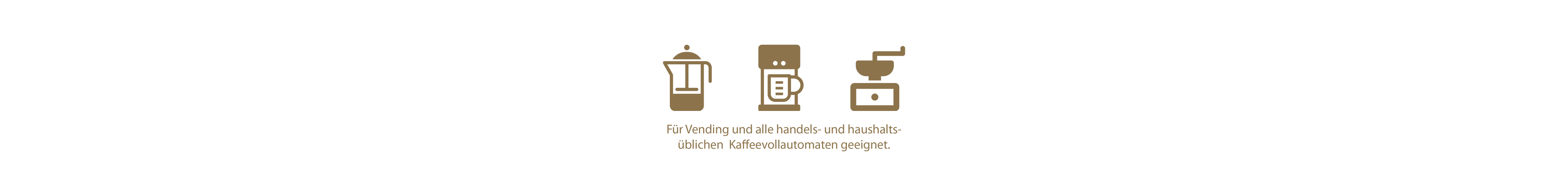 Icons einer Kaffeekanne, einer Kaffeemaschine, und einer Kaffeemühle